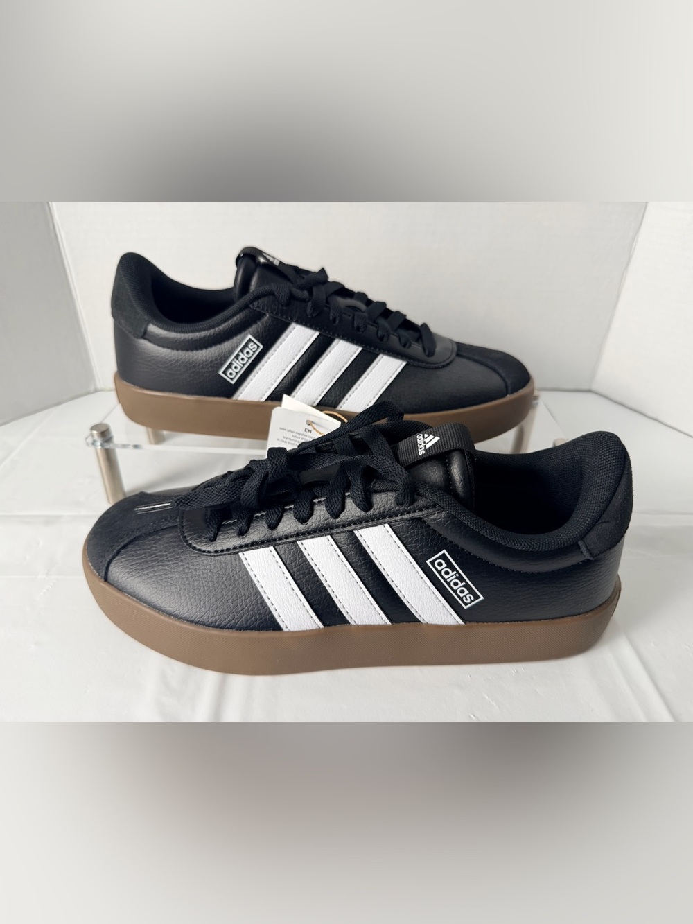 Adidas VL Court 3.0 Black White Gum Sneakers Women’s Size 9